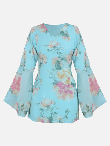 ALARA - AQUA BLUE FLORAL FAIRY KURTI