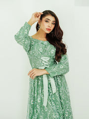 FLORAL CHARM - EMBROIDERED LONG NET DRESS