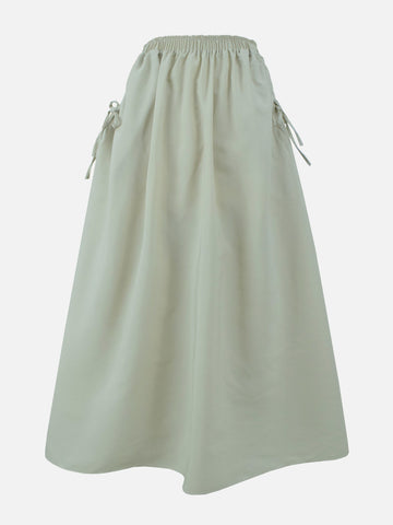 DAZY - BEIGE FLARED SKIRT WITH BOW POCKETS