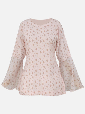 CALISTA - PEACHY PINK HEART PRINTED FAIRY KURTI