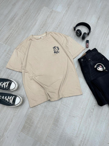 GIVE LOVE BACK - BEIGE OVERSIZED T-SHIRT