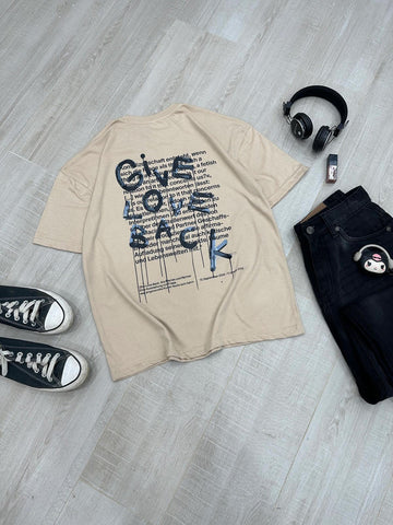 GIVE LOVE BACK - BEIGE OVERSIZED T-SHIRT