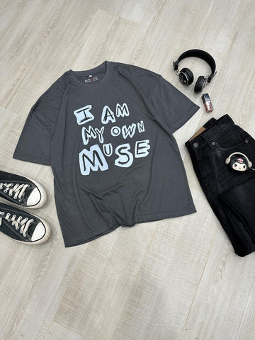 OWN MUSE - GREY OVERSIZED T-SHIRT