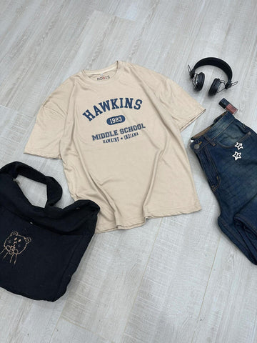 HAWKINS - BEIGE OVERSIZED T-SHIRT