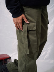 Y2K OLIVE BUTTONED POCKET PATCH CARGO