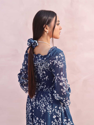 NAVY BLOSSOM - LONG FLORAL DRESS