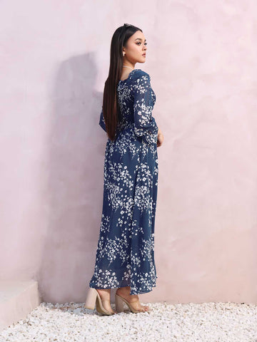 NAVY BLOSSOM - LONG FLORAL DRESS