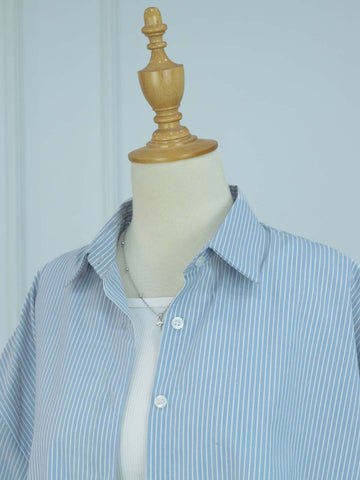 SKYLINE - BLUE STRIPES OVERSIZED BUTTON-DOWN SHIRT