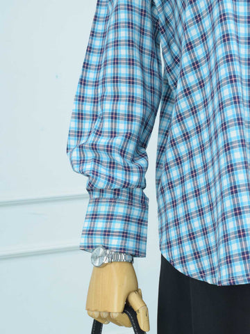AERIS - BLUE CHECKERED OVERSIZED BUTTON-DOWN SHIRT