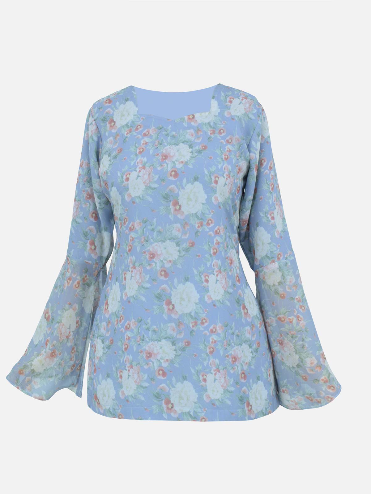 NERINA - PASTEL BLUE FLORAL FAIRY KURTI
