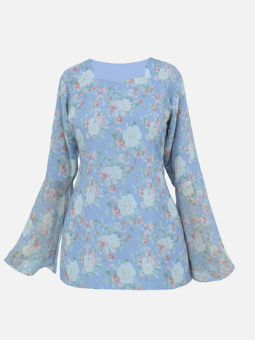 NERINA - PASTEL BLUE FLORAL FAIRY KURTI