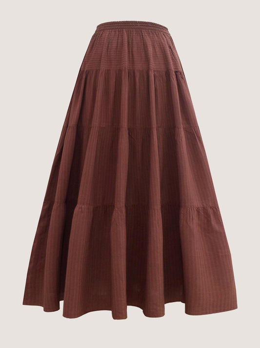 LYRA - ROSY BROWN 4 TIERED COTTON SKIRT
