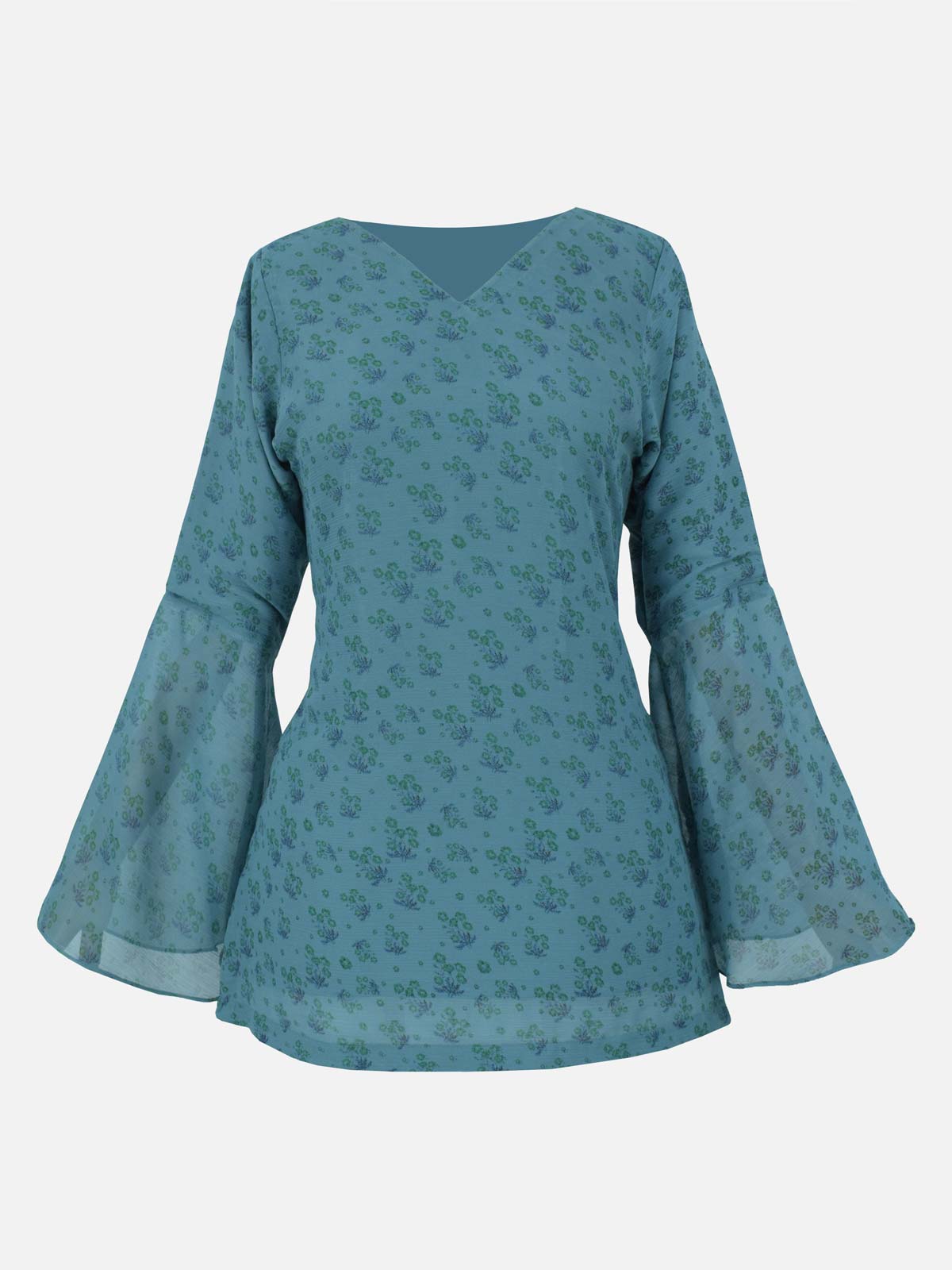 VIRELLE - TEAL FLORAL FAIRY KURTI