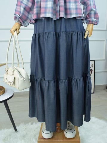 TENLEY - 3 TIERED COTTON DENIM SKIRT