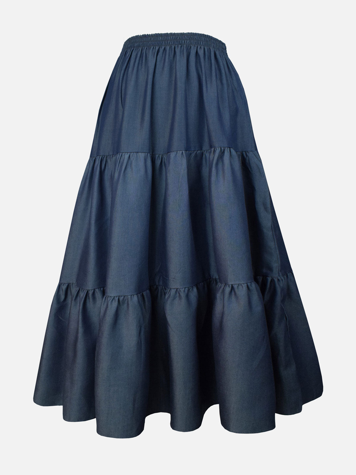 TENLEY - 3 TIERED COTTON DENIM SKIRT