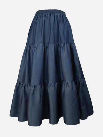 TENLEY - 3 TIERED COTTON DENIM SKIRT