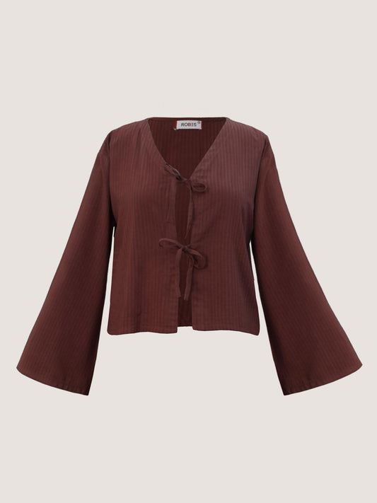 LYRA - ROSY BROWN FRONT TIE COVERUP TOP