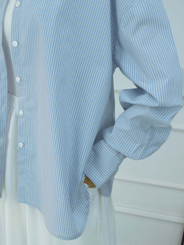 SKYLINE - BLUE STRIPES OVERSIZED BUTTON-DOWN SHIRT