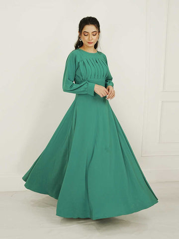 WILDA - JADE GREEN LONG DRESS