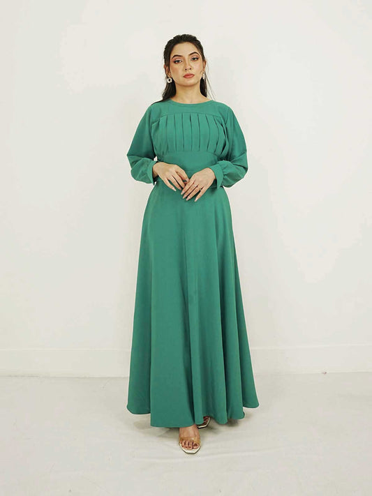 WILDA - JADE GREEN LONG DRESS