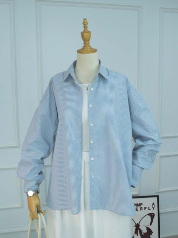 SKYLINE - BLUE STRIPES OVERSIZED BUTTON-DOWN SHIRT