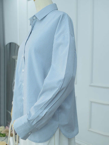 SKYLINE - BLUE STRIPES OVERSIZED BUTTON-DOWN SHIRT