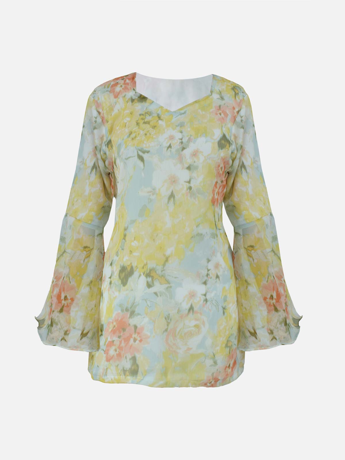 KIARA - PASTEL YELLOW FLORAL FAIRY KURTI