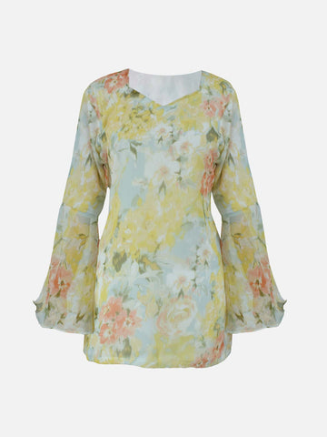 KIARA - PASTEL YELLOW FLORAL FAIRY KURTI