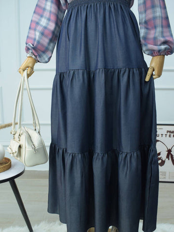 TENLEY - 3 TIERED COTTON DENIM SKIRT