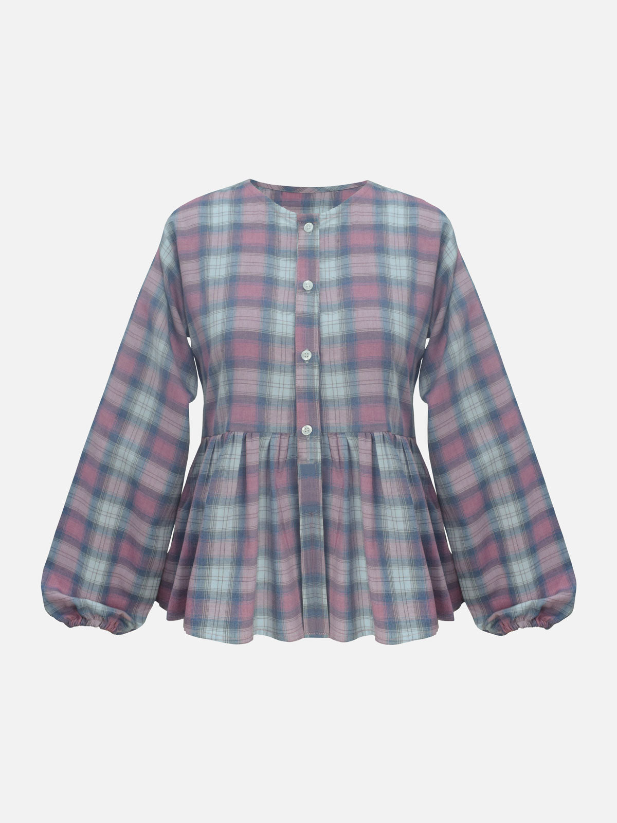 Pink Grey Checkered Top