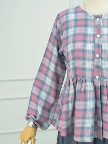 Willow Checkered Peplum Top