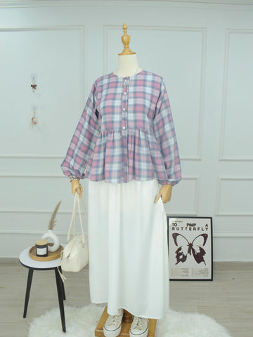 Women's Checkered Pink and Grey Top