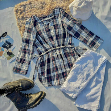 NAVY - PLAID TOP - ROBES