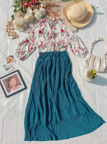 TEAL PLEATED SKIRT