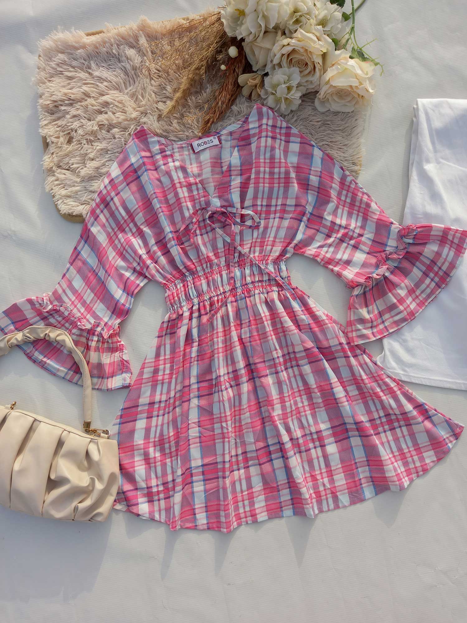 SWEET PINK - PLAID TOP - ROBES