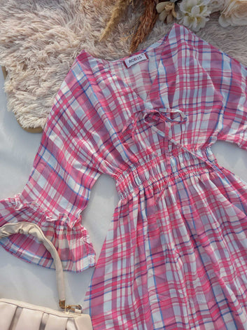 SWEET PINK - PLAID TOP
