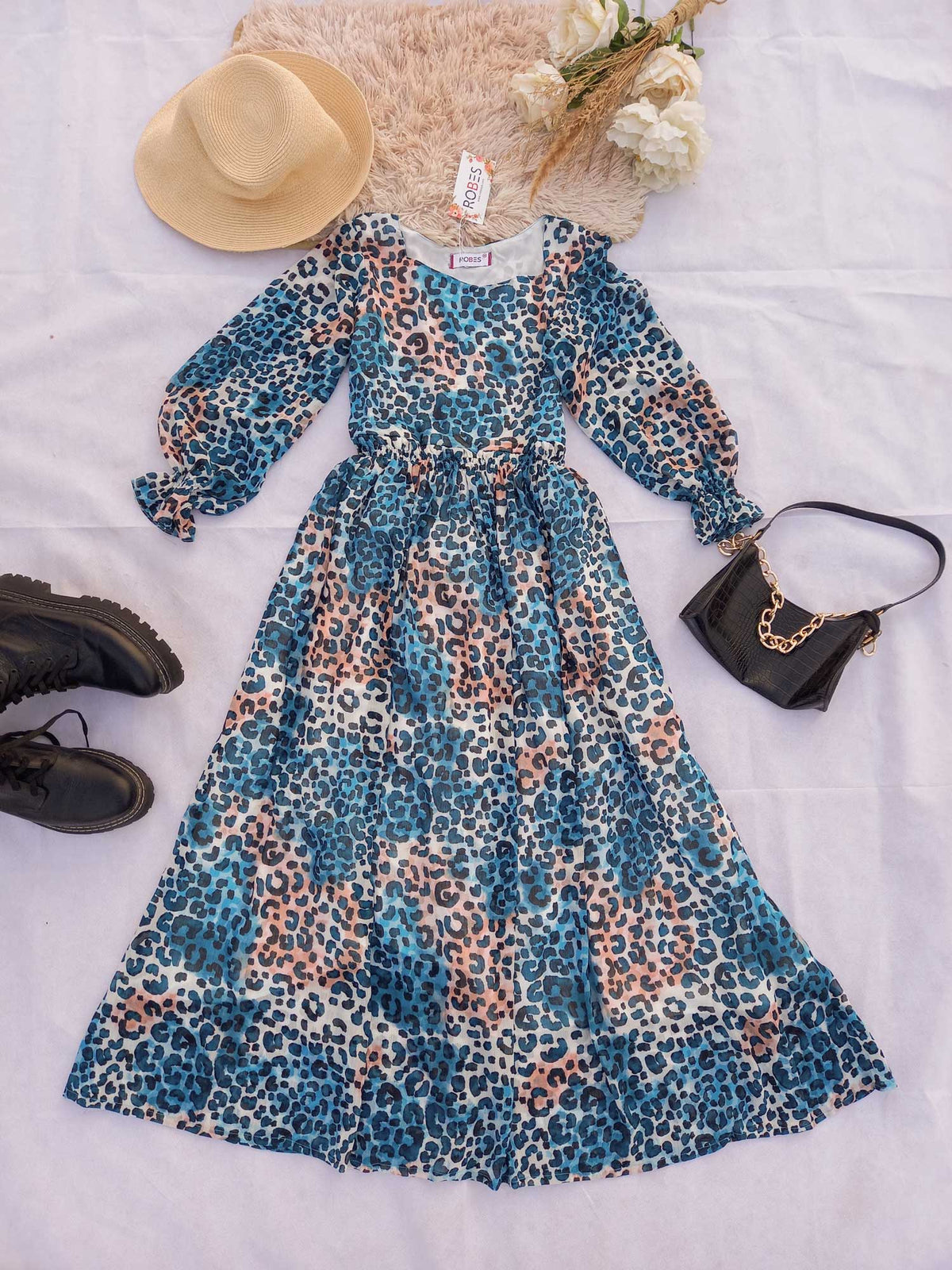 YALE BLUE LEOPARD MAXI - ROBES Small YALE BLUE LEOPARD MAXI - ROBES Small