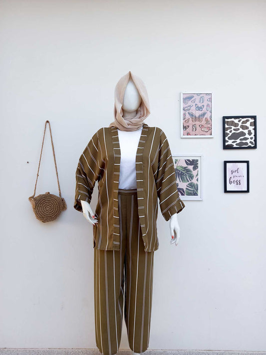 OLIVE KIMONO SHORT SHRUG AND PANT