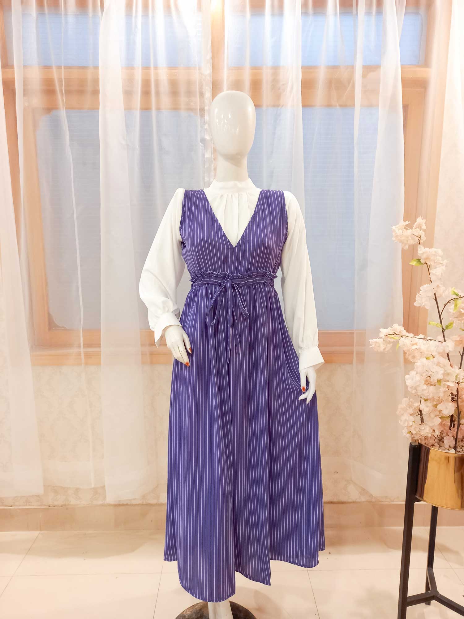 LILAC STRIPED CAMI DRESS (2 PC) - ROBES